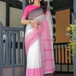 MAHARANI COUTURE Ethnic Motifs Pure Linen Banarasi Saree-picture-16