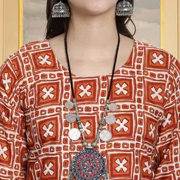 HERE&NOW Pack Of 2 Printed Round Neck Straight Kurtas image 5