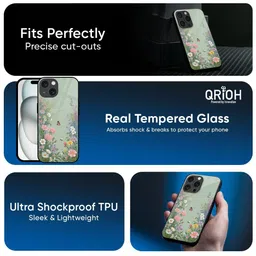 QRIOH Floral Printed iPhone 16 Pro Back Case Mobile Accessories image 2