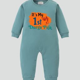 BLUSHES Infants Durga Puja Printed Pure Cotton Romper-picture-48