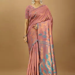 DIVASTRI Woven Design Silk Blend Banarasi Saree-image-35