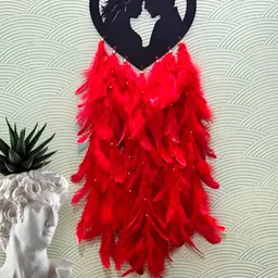 COLOR SPLASH Red & Black Love Couple in Heart Hanging Dream Catcher Wall Decor-picture-26