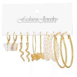 GOLDIWALA Set Of 10 Gold Plated Butterfly Shaped Enamelled Drop Earrings image 4