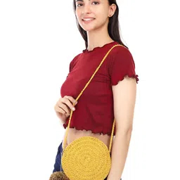 ITIHASIKALA Women Miniature Round Crochet Sling Bag-picture-29