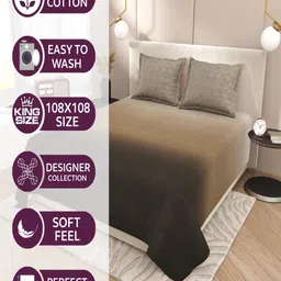 INDRA'S Brown & Black 210 TC King Bedsheet with 2 Pillow Covers image 4