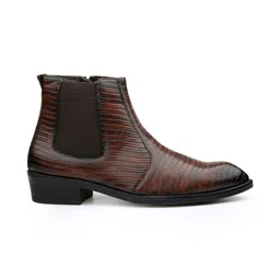 Bxxy Men Textured Pointed Toe Ankle-Length Chelsea Boots image 3
