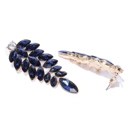 YouBella Gold-Plated Artificial Stones Studded Leaf Shaped Drop Earrings image 2