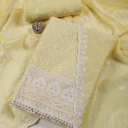 Meena Bazaar Embroidered Art Silk Unstitched Dress Material-picture-14