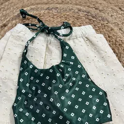 BAESD Girls Printed Halter Neck Top With Self Design Skirt Clothing Set image 1