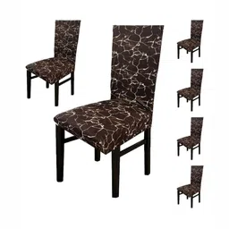 GIFTS ISLAND Set Of 6 Brown Marble Printed Chair Covers-picture-32