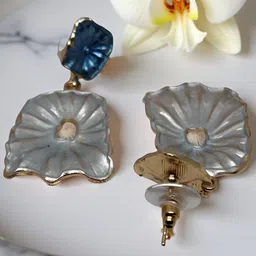 VYRA Enamelled Square Shaped Drop Earrings image 3