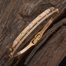 Kushal's Fashion Jewellery White Gold-Plated Cubic Zirconia Stone Studded Kada Bangle-picture-32