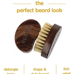 RUBAB MEN 100% Natural Bristles Beard Brush - Brown image 2