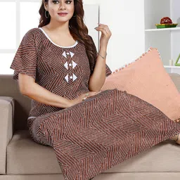 CINCO Women Round Neck Maxi Nightdress-image-8