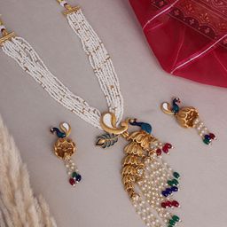PANASH Gold Plated Stones Studded & Beaded Jewellery Set-picture-20