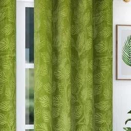 B' Decorlish Green 2 Pieces Floral Room Darkening Velvet Door Curtain image 5