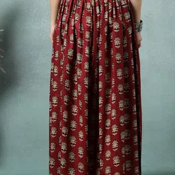 SUNEKH Floral Printed Cotton Flared Maxi Skirt image 3