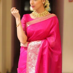 Lookmark Organza Saree With Woven Design Zari Border image 3