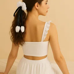 Haute Handles Women Satin Tulip Scrunchie with Ribbon Tails Ponytail Holders-picture-19