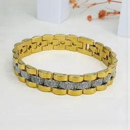 RKB Sales Men Stainless Steel 18K Gold-Plated Link Bracelet-picture-13