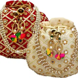 jivon Women Gold, Maroon Potli-picture-34