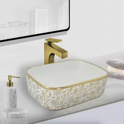 ceramica creations CERAMICA Premium Table Basin (L41 X W31.5 X H13.5Cm) HH 4003 GOLDEN TABLE TOP CERAMICA Premium Table Basin (L41 X W31.5 X H13.5Cm)HH 4003 GOLDEN TABLE TOP Table Top Basin image 2