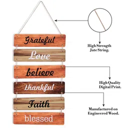 Kuber Industries Brown & White 3 Layered Wooden Inspirational Quotes Wall Hanging image 2