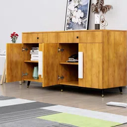 HEXA RED Beige & Brown Multipurpose Storage Cabinet image 4