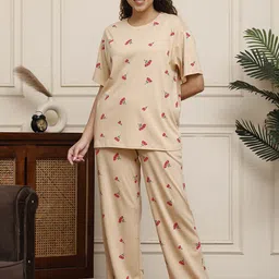 Kanvin Women Printed Top & Pyjamas Night suit-image-95