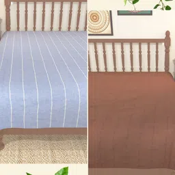 Myntra Elegant Homes Blue & Brown 180 TC 2 Pieces Cotton Single Bedsheet 1.5 m x 2.4 m-image-20