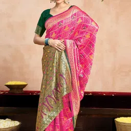 SANISA Woven Design Zari Silk Blend Handloom Saree image 2