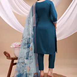 PATBRO Women Ethnic Motifs Embroidered Regular Sequinned Kurta with Trousers & Dupatta image 3