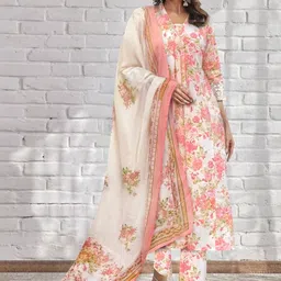 TOOCHKI Women Floral Printed Regular Kurta with Trousers & With Dupatta-image-17