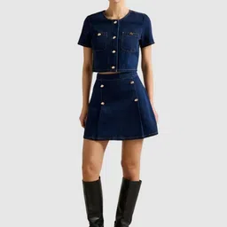 Forever New Pure Cotton A-Line Denim Mini Skirt image 3