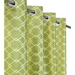 UrbanArts Green & Gold-Toned Geometric Room Darkening Window Curtain-picture-27