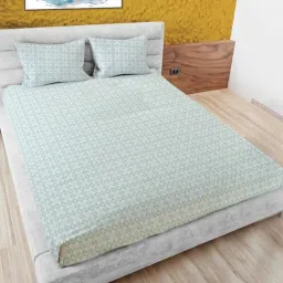mayfair homes london Green Abstract 180 TC Cotton King Bedsheet with 2 Pillow Covers-picture-30