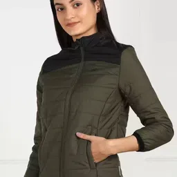 Wildcraft Women Olive Green Windcheater Padded Jacket image 3