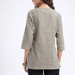 Anouk Rustic Striped V-Neck Kurti image 2