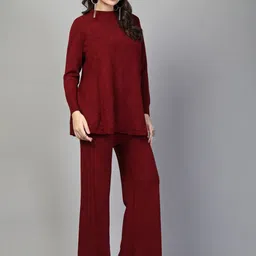 Mafadeny Self Design High Neck Long Sleeve Tunic With Trouser Co-Ords image 2