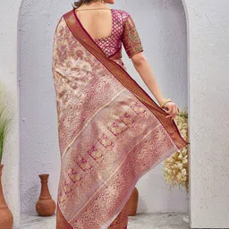 Tankori Woven Design Zari Silk Blend Designer Dharmavaram Saree image 5