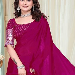 CLICK THE MALL Embellished Embroidered Art Silk Saree-picture-4