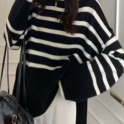 StyleCast Women Striped Round Neck Long Sleeves Pullover Sweaters image 5