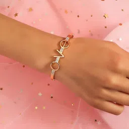 Arzonai Women Stones Studded Stainless Steel Wraparound Bracelet image 2
