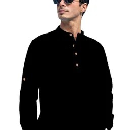 KNOWTED Mandarin Collar Roll-Up Sleeves Short Kurta-picture-22