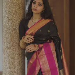 SWEETPEL Woven Design Zari Handloom Banarasi Saree image 5