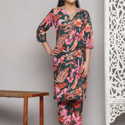 A TO Z CART Girls Floral Printed Straight Kurta with Trousers-picture-38