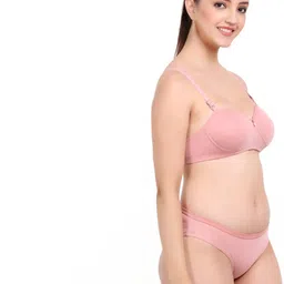 samvar Women Black,Pink,Green Cotton Bra Panty Set for Lingerie Set Undergarments Pack of 3 image 5