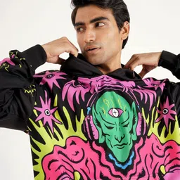 Clazzey Men Printed Hooded Sweatshirt image 4