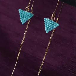 Threads & Beads Gold-Plated Diamond Shaped Drop Earrings-picture-13
