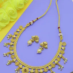 ROFARWORD Gold Plated Cubic Zirconia Stones Studded & Beaded Jewellery Set image 1